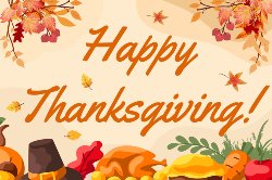 decorative fall graphic with leaves and pumpkins